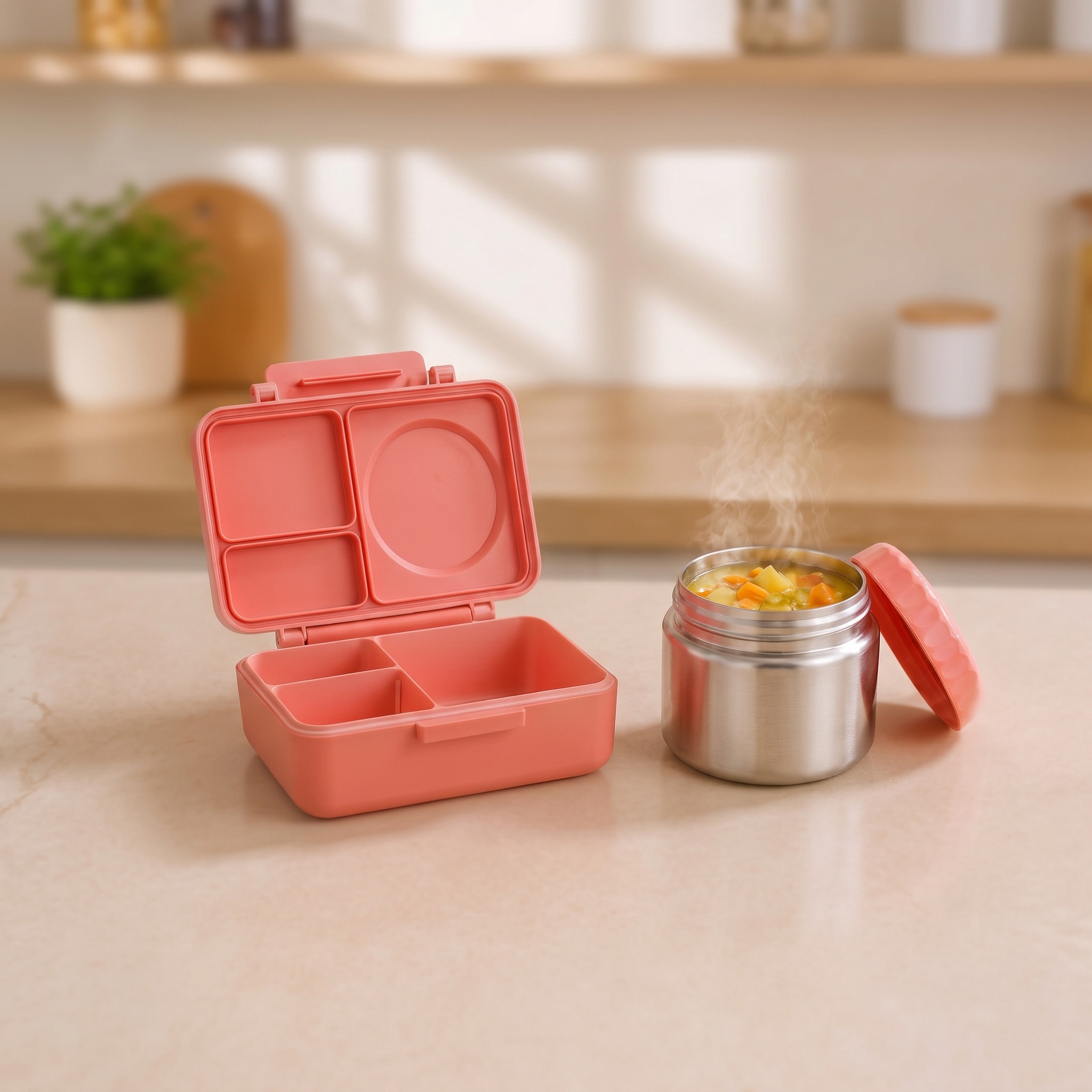 MULTI-COMPARTMENT LUNCH BOX WITH SOUP JAR