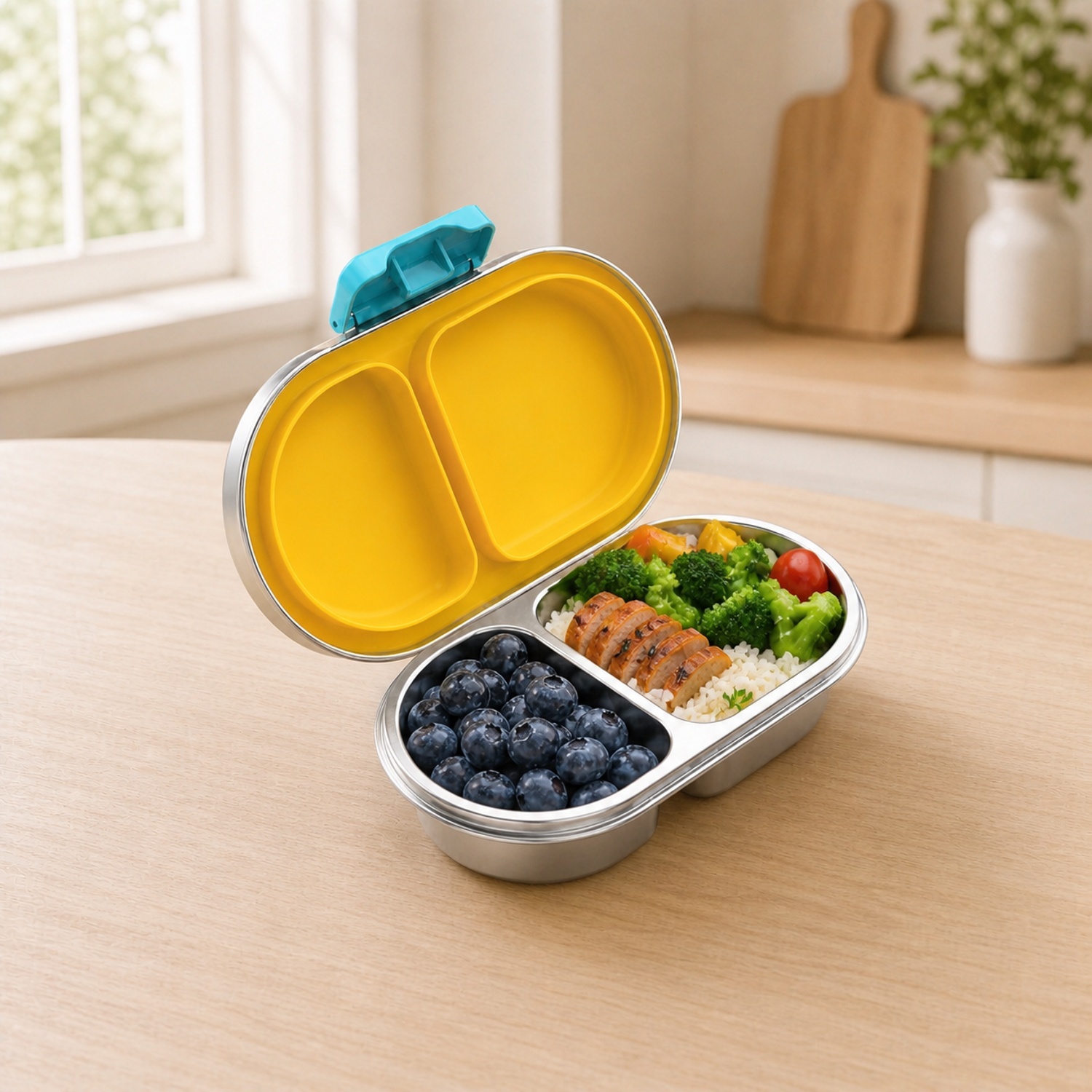2-COMPARTMENT STAINLESS STEEL LUNCH BOX